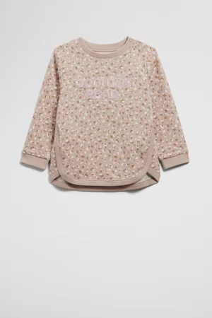 COUNTRY ROAD Girls Organically Grown Long Sleeve Logo T-Shirt Stone Leopard in Size 6-12 Months | 100% Organic Cotton