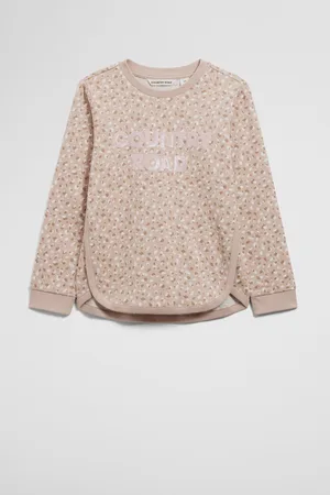 COUNTRY ROAD Girls Organically Grown Long Sleeve Logo T-Shirt Stone Leopard in Size 7 | 100% Organic Cotton