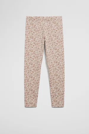 COUNTRY ROAD Girls Organically Grown Blend Leopard Legging Stone in Size 7 | Cotton/Elastane