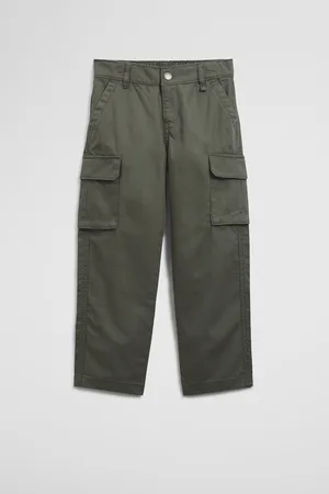 COUNTRY ROAD Boys Cargo Pants Pocket Pants Washed Forest in Size 7 | 100% Cotton
