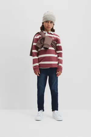 COUNTRY ROAD Boys Organically Grown Stripe Rugby T-Shirt Redwood stripe in Size 10 | 100% Organic Cotton