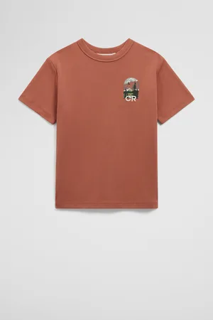 COUNTRY ROAD Boys Organically Grown Outdoor T-Shirt Terracotta in Size 7 | 100% Organic Cotton