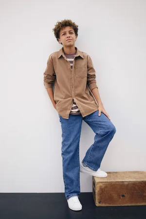 COUNTRY ROAD Teen Organically Grown Cord Shirt Almond in Size 8 | 100% Cotton