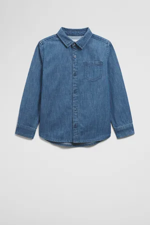 COUNTRY ROAD Boys Organically Grown Denim Shirt Chambray in Size 7 | 100% Cotton