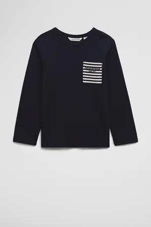 COUNTRY ROAD Boys Organically Grown Long Sleeve Pocket T-Shirt Navy in Size 2 | 100% Organic Cotton