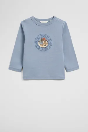 COUNTRY ROAD Organically Grown Mountain Logo T-Shirt Slate in Size 0-3 Months | 100% Organic Cotton