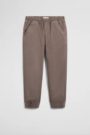 COUNTRY ROAD Boys Organically Grown Garment Dyed Jogger Pants Chocolate in Size 3 | Cotton/Elastane