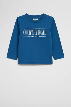 COUNTRY ROAD Verified Australian Long Sleeve Heritage T-Shirt Royal Blue in Size 0-3 Months | 100% Cotton