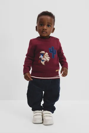 COUNTRY ROAD Organically Grown Blend Cowboy Knit Top Garnet in Size 0-3 Months | 100% Cotton