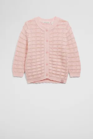 COUNTRY ROAD Organically Grown Crochet Knit Cardigan Top Mineral Pink in Size 0-3 Months | 100% Cotton