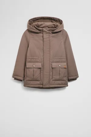COUNTRY ROAD Boys Longline Parka Jacket Chocolate in Size 10-11 | Cotton/Nylon