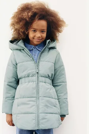 COUNTRY ROAD Girls Longline Hood Puffer Jacket Fern in Size 10-11 | 100% Nylon