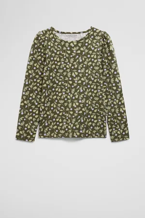 COUNTRY ROAD Girls Gather Long Sleeve T-Shirt Khaki Pear in Size 10 | Cotton/Elastane/Modal