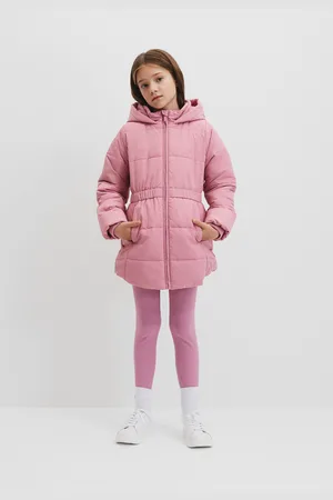 COUNTRY ROAD Girls Longline Hood Puffer Jacket Berry in Size 10-11 | 100% Nylon