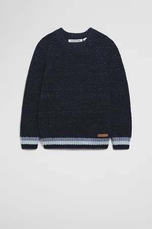 COUNTRY ROAD Boys Raglan Knit Top Navy Marle in Size 10 | Cotton/Polyester