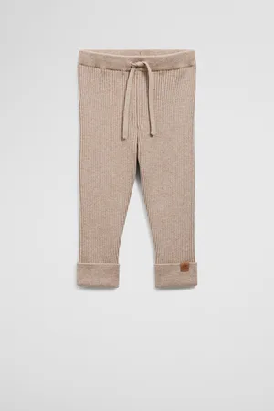 COUNTRY ROAD Organically Grown Blend Knit Legging Mushroom Marle in Size 0-3 Months | Cotton/Wool