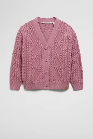 COUNTRY ROAD Girls Chunky Knit Cardigan Top Berry in Size 10 | Organic Cotton/Wool