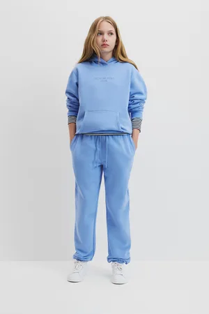 COUNTRY ROAD Teen Australian Logo Embroidered Sweat Pants Sky in Size 8 | 100% Australian Cotton