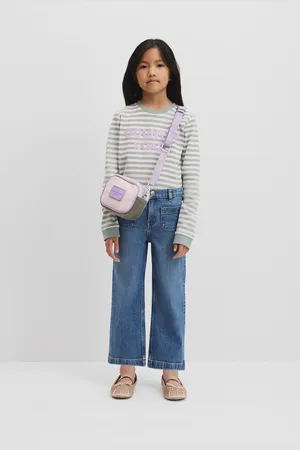 COUNTRY ROAD Girls Organically Grown Long Sleeve Logo T-Shirt Fern Stripe in Size 10 | 100% Organic Cotton