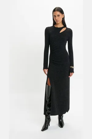 Black Jersey Velvet Midi Dress, WHISTLES