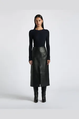 Cue Leather Midi Skirt