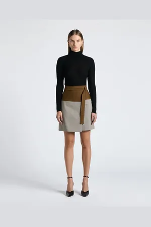 Cue Houndstooth Belted A-Line Skirt