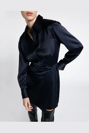 Cue Satin Wrap Shirt Dress