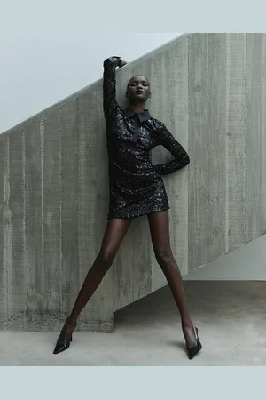 Cue Stretch Sequin Shirt Dress