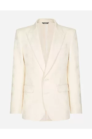 Dolce & Gabbana Suits and Blazers - Single-breasted cotton Sicilia-fit jacket with jacquard DG details