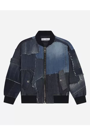 Dolce & Gabbana Coats and Jackets - Blue patchwork denim bomber jacket
