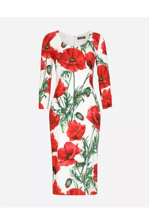 Dolce & Gabbana Women best seller selection - Poppy-print charmeuse midi dress