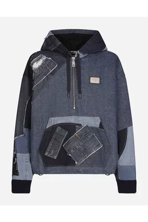 Dolce & Gabbana Coats and Jackets - Stretch patchwork denim hoodie