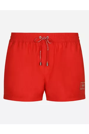 Dolce & Gabbana Beachwear - Short swim trunks with branded plate