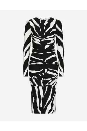 Dolce & Gabbana Dresses - Zebra-print cady midi dress with draping