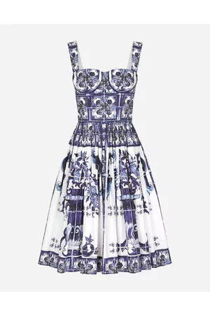 Dolce & Gabbana Dresses - Bustier midi dress in majolica-print poplin