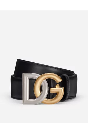 Dolce & Gabbana Belts - Calfskin belt with double-plated DG logo