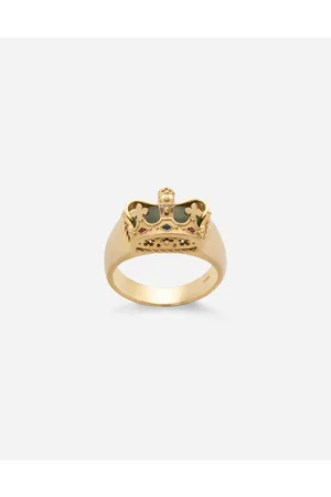 Dolce & Gabbana Rings - Crown yellow ring with green jade on the inside