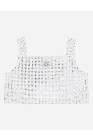 Dolce & Gabbana Shirts and Tops - Interlock crop top with fusible rhinestones