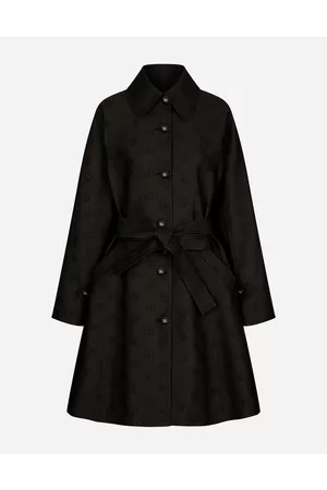 Dolce & Gabbana Coats and Jackets - Belted jacquard coat with DG logo