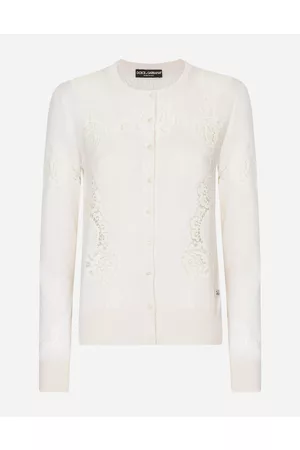 Dolce & Gabbana Sweaters and Cardigans - Cashmere and silk cardigan with lace inlay