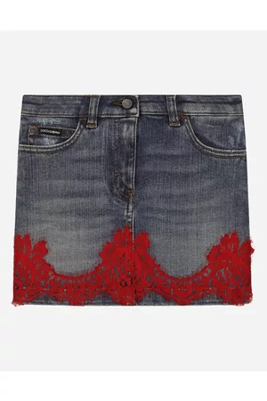 Dolce & Gabbana Trousers and Skirts - Short denim skirt with lace insert
