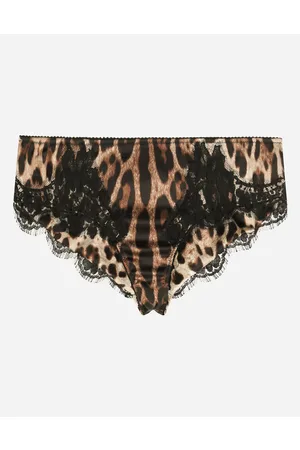 Dolce & Gabbana Underwear - Leopard-print satin briefs with lace detailing
