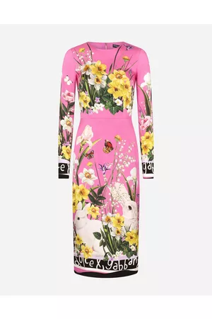 Dolce & Gabbana Women best seller selection - Rabbit-print charmeuse midi dress