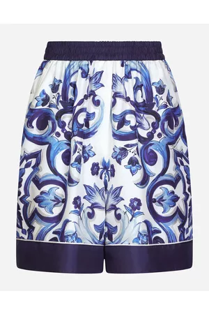 Dolce & Gabbana Trousers and Shorts - Majolica-print twill pajama shorts