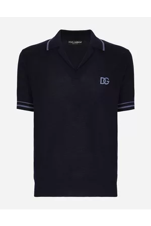 Dolce & Gabbana Sweaters and Cardigans - Mesh-stitch cotton polo-shirt with DG embroidery