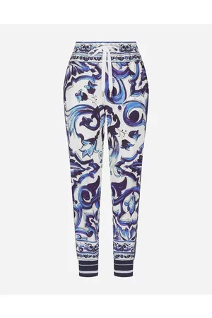 Dolce & Gabbana Trousers and Shorts - Majolica-print cady jogging pants