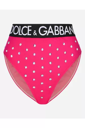 Dolce & Gabbana Underwear - Spandex high-waisted briefs with rhinestones and branded elastic