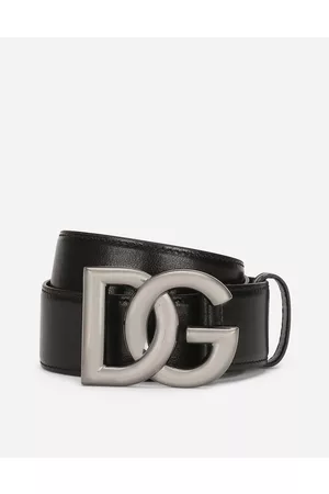 Dolce & Gabbana Belts - Calfskin belt with crossover DG buckle logo
