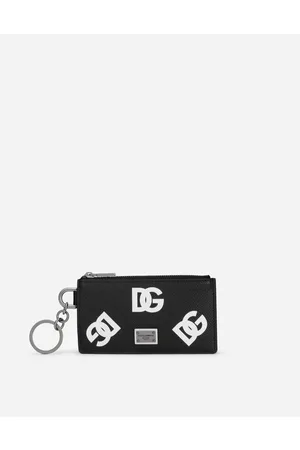Dolce & Gabbana Wallets and Small Leather Goods - Calfskin card holder with all-over DG print and ring
