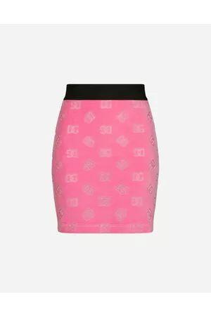 Dolce & Gabbana Skirts - Flocked jersey miniskirt with all-over DG logo